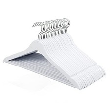 Wooden Hangers Pack Slim Wood Coat Suits Hanger with 360  Swivel 30 White