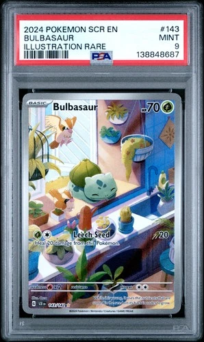 2024 POKEMON SCR EN-STELLAR CROWN ILLUSTRATION RARE #143 BULBASAUR PSA 9