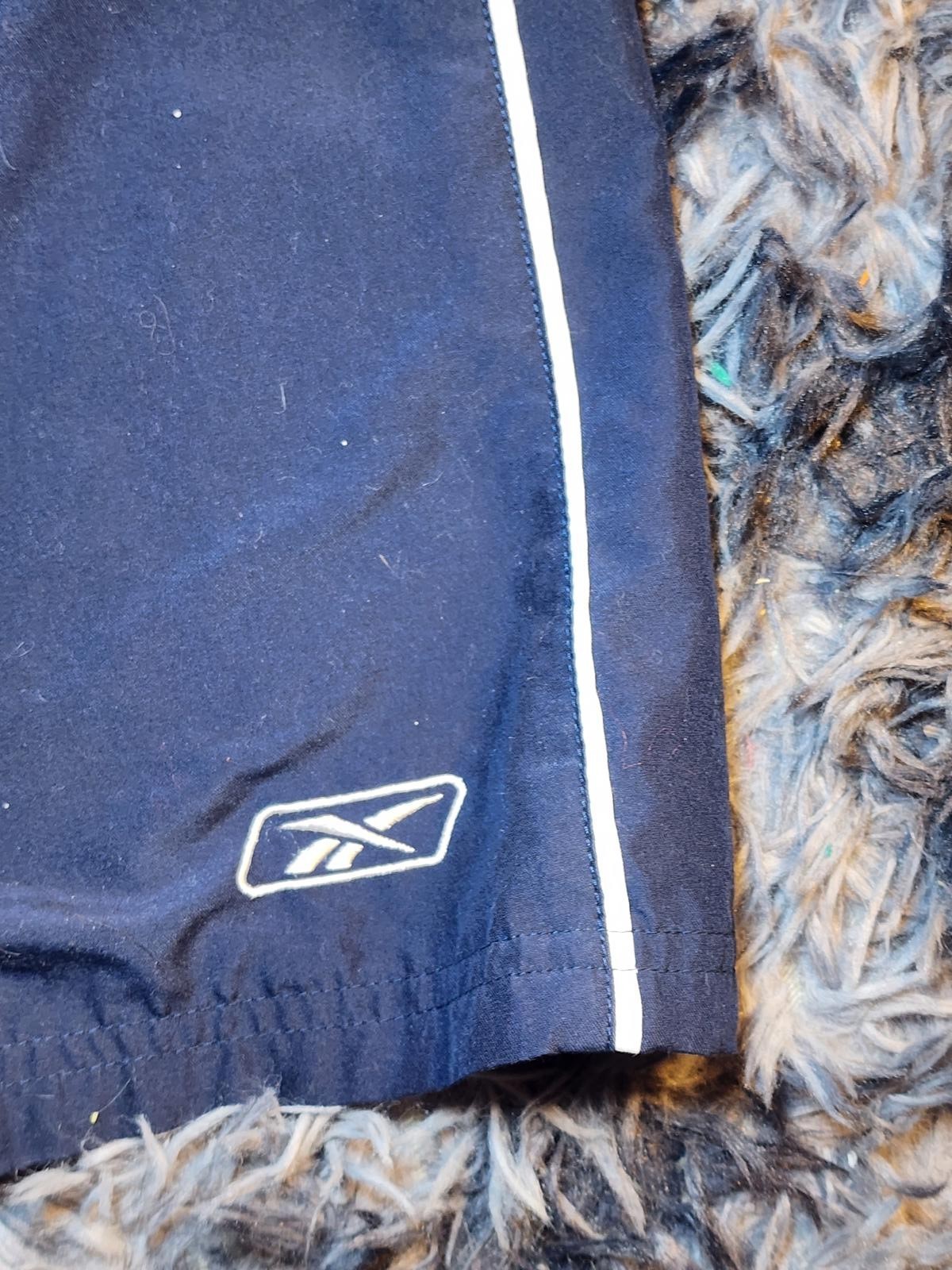 VTG Y2K Reebok Track Pants Wide-leg Ankle Zip Men's L Baggy Striped Blue Fleece thumbnail 2