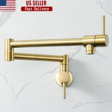Brass Pot Filler Faucet Wall Mount Dual Handle 360  Swing Arm Kitchen Accessory