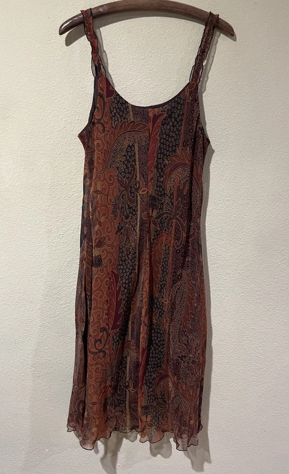 Vestido sin Mangas Vintage Mujer Talla 12 Hada Capricho Fluido Volantes Midi Años 90’s Y2K d9 Flor Foto 4 de 4