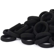Black Seamless Hair Ties   Cotton Hair Bands   Tiny Elastics Ponytail Holders