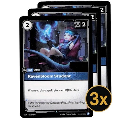 3x Ravenbloom Student OGN Riftbound Playset NM #103/298