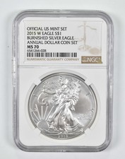 2015-w Burnished Annual Set - American Silver Eagle Ms70 Ngc