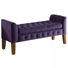 Velvet Tufted Storage Settee Bench - HomePop