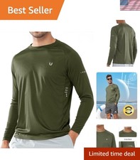 Men's Sun Protection Shirts UPF 50 Long Sleeve Swim Rash Guard Shirt Running...
