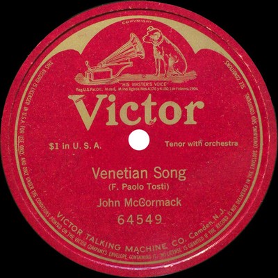 John McCormack  - Venetian Song (Shellac, 10'', S/Sided)