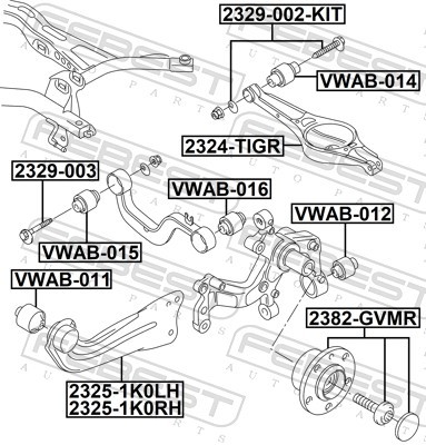 For FEBEST VWAB-016 REAR CROSS BAR SILENT BLOCK AUDI A3/S3/SPOR