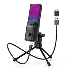 Gaming USB Microphone for PC,RGB Condenser Computer Mic with Tripod Stand,Qui...