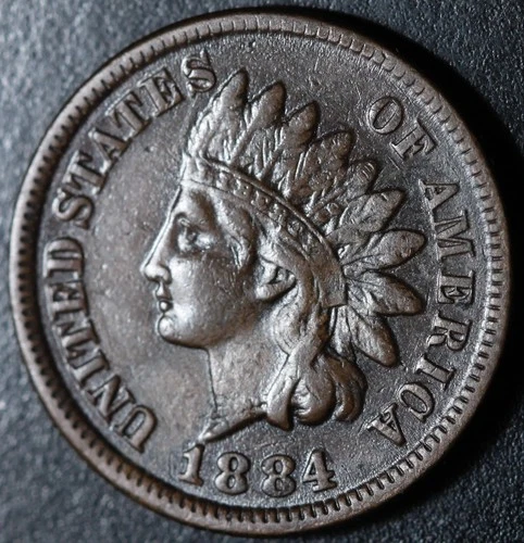 1884 INDIAN HEAD CENT - With LIBERTY & DIAMONDS - XF EF
