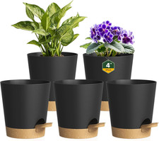 10Cm Self Watering Plant Pots, 5 Pack Plastic Self Watering Planter with Drainag