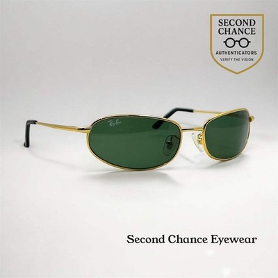 Ray-Ban RB8020 ORBS 001 Gold Oval Sunglasses-Green G-15  display picture 1