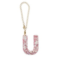 Letter Bag Charm Bling Glitter Letter Charm Initial, Pink, U Shape