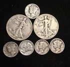 90% US silver Coins. Walking Liberty Halves And Mercury Dimes.  $1.50 FV. 1 ozt+