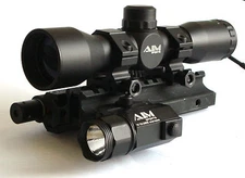 4X32 Mil Dot Scope with Tactical Red Laser, Flashlight and .223 Tri-rail Mount