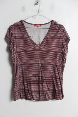 Vintage XX By Mexx Y2K Striped T-Shirt Top - Red - Size XL (L12)