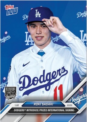 Roki Sasaki Introduced By Dodgers 2025 MLB Topps NOW Card OS-16 LA 