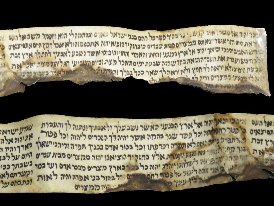 Auténtico Antiguo Manuscrito Hebreo Torá Pergamino Circa 1600 - 1700’s Tefilín Foto 3 de 4