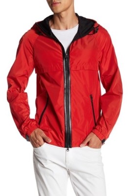 NEW Mackage Rainwear Hooded Windbreaker Lightweight Jacket - Red Flame - Size 36