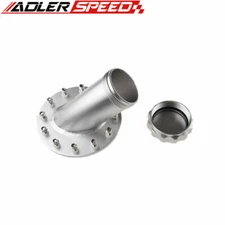 Anodized Silver Billet Fuel Cell Fast Fill Filler Neck 45 Degree 12 Bolt Flange
