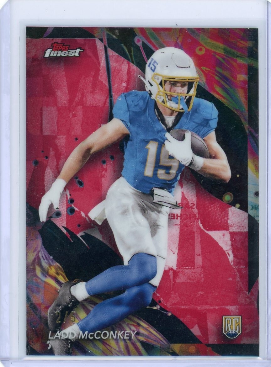 2024 Topps Finest Ladd McConkey Rookie RC Uncommon Red Refractor 2/5 #186