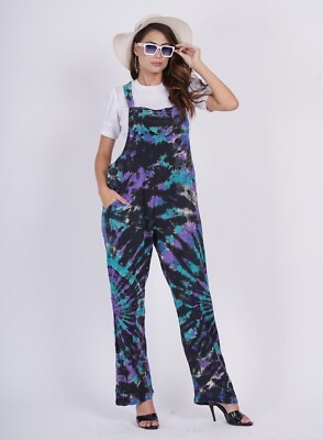 Dangri Dress In Jumpsuit Women Tie Dye Multi Pockets Cotton Jumpsuits  Rompers Dangri Dress