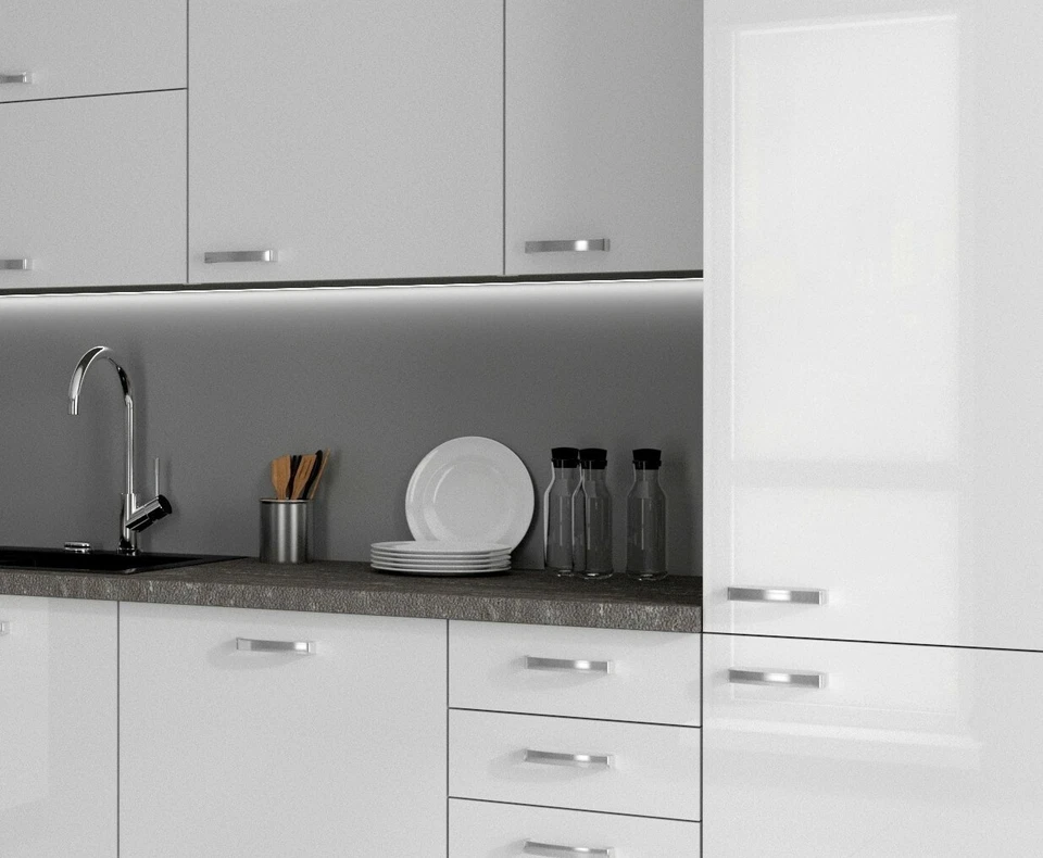 Küche Bianca Ecke I 210x330 cm Küchenzeile in Hochglanz weiß Küchenblock  - Bild 2 von 4