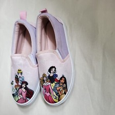 Disney Princess Girls Size 2 Slip On Sneakers Multiple Disney Characters