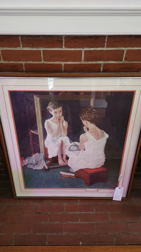 Norman Rockwell 镜子女孩手工签名拼贴 — 第 3/3 张图片