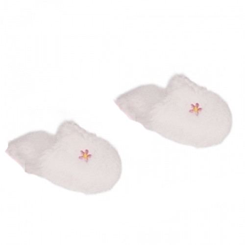 White Embroidered Fuzzy Scuff Slippers Fits 18" American Girl Dolls - Picture 1 of 1