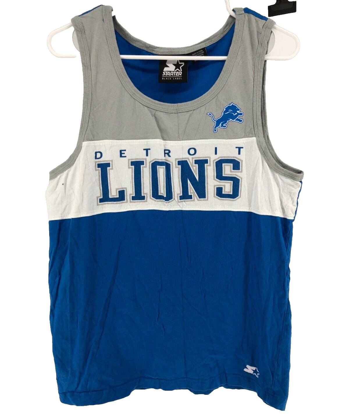 Starter NFL Detroit Lions Sleeveless Tank Top T-Shirt Men's Size Small Blue