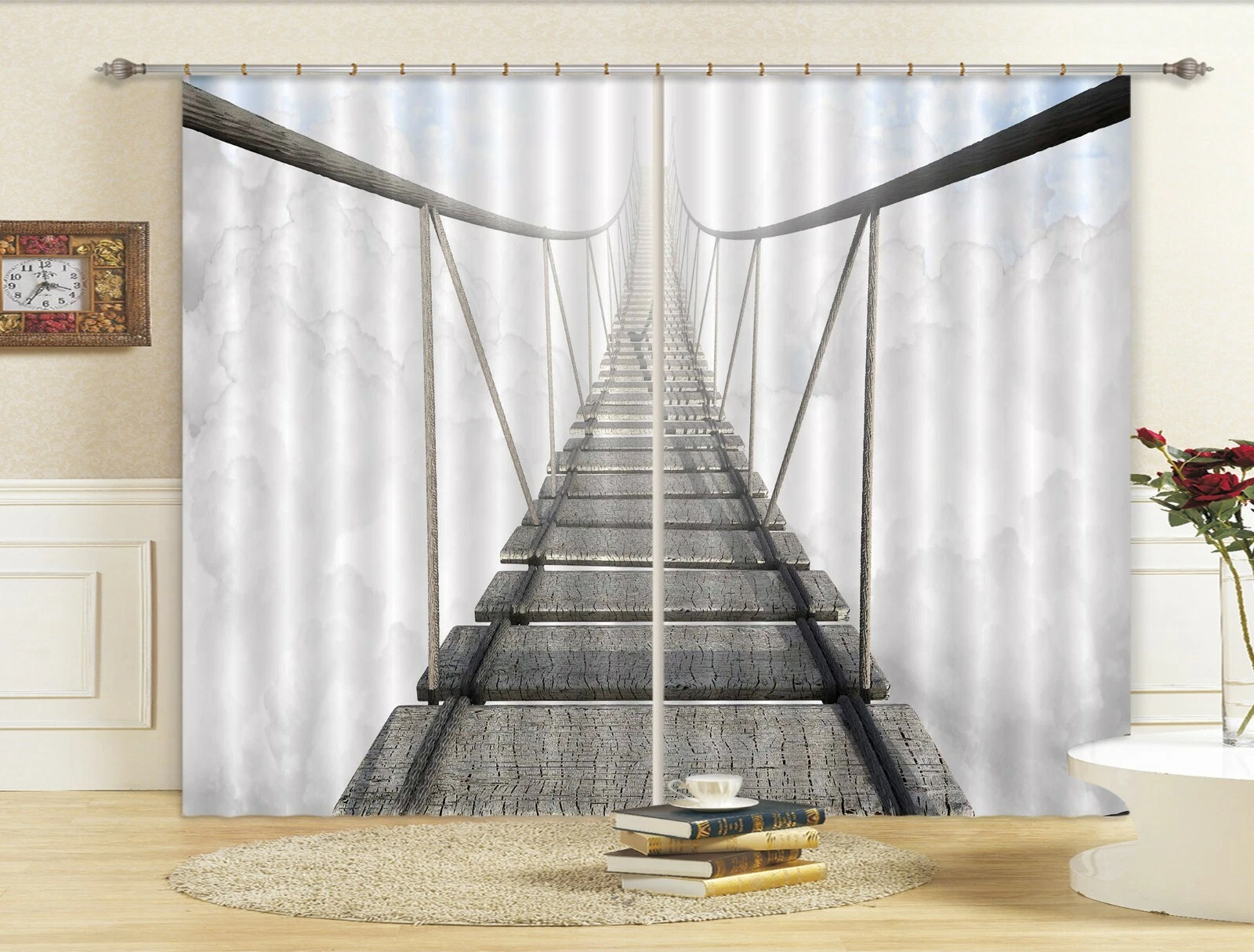 3D Cloud Bridge ZHUA1565 Blockout Photo Curtain Fabric Window Zoe