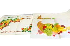 4  TRI CHEM Liquid Embroidery Picture Placemats 20x13 Cornucopia Fall Leaves VTG