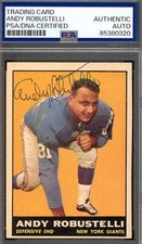 Andy Robustelli PSA DNA Signed 1961 Topps Autograph