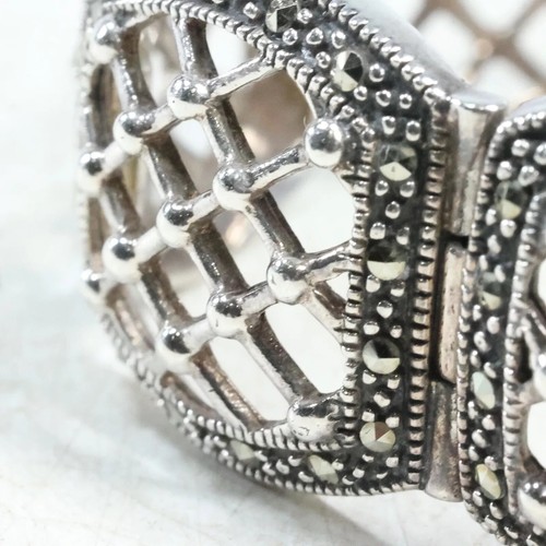 .925 Sterling Silber und Markasiten 8-Panel Korbgeflecht Design - Bild 4 von 10