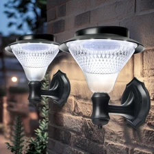 2 Pack Solar Wall Lantern Lights Outdoor Waterproof,Dusk to Dawn Led Wall Mounte