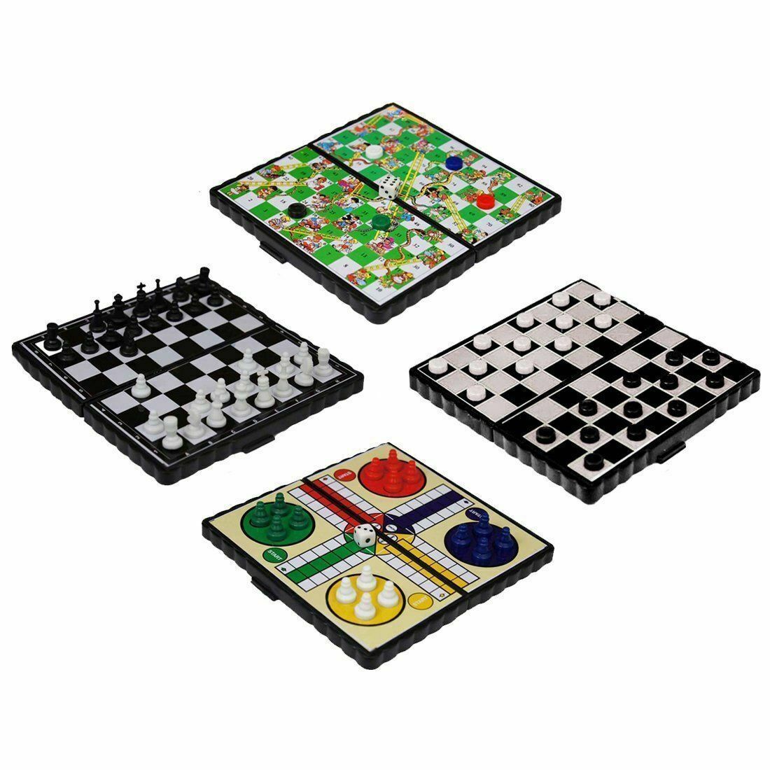 Mini Magnetic Travel Board Games - Chess , Ludo , Snakes and Ladders,  Draughts