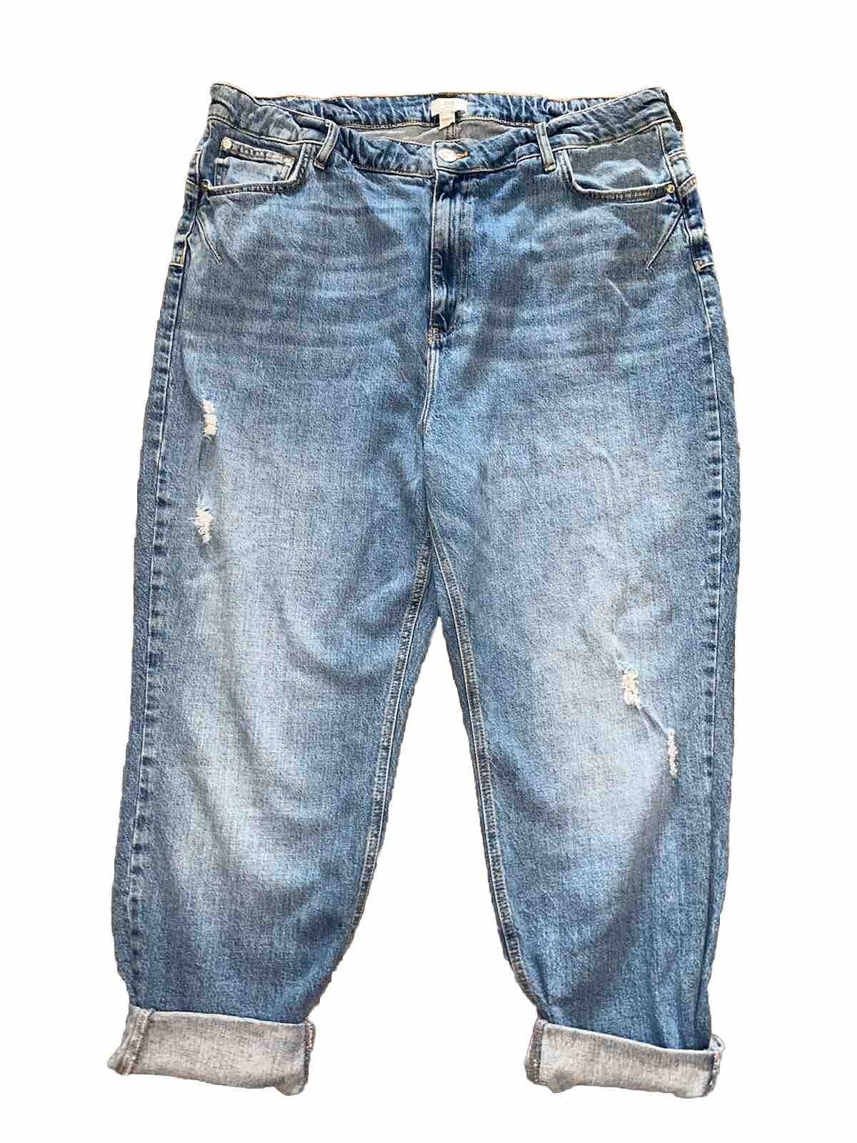 Denim Cuff Capris Jeans River Island Plus Sz 18 Distressed Jean Pants