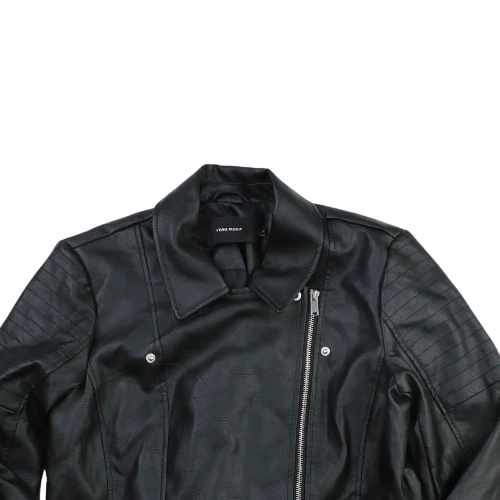 Vero Moda Leather Jacket Vintage Bomber Trench Blazer Large - Picture 1 of 3
