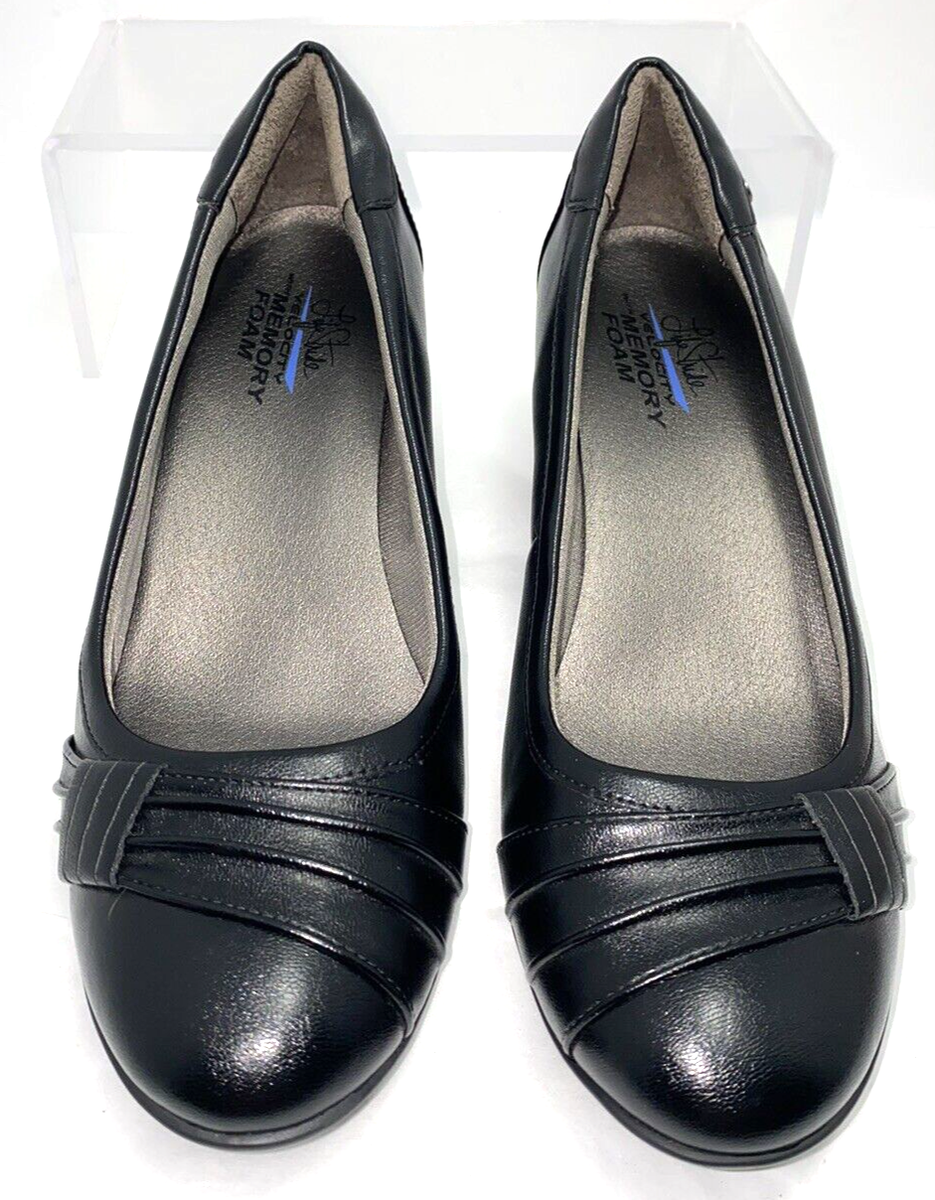 Life Stride Velocity w/ Memory Foam Low Wedge Heel Slip-on Size Black B*O