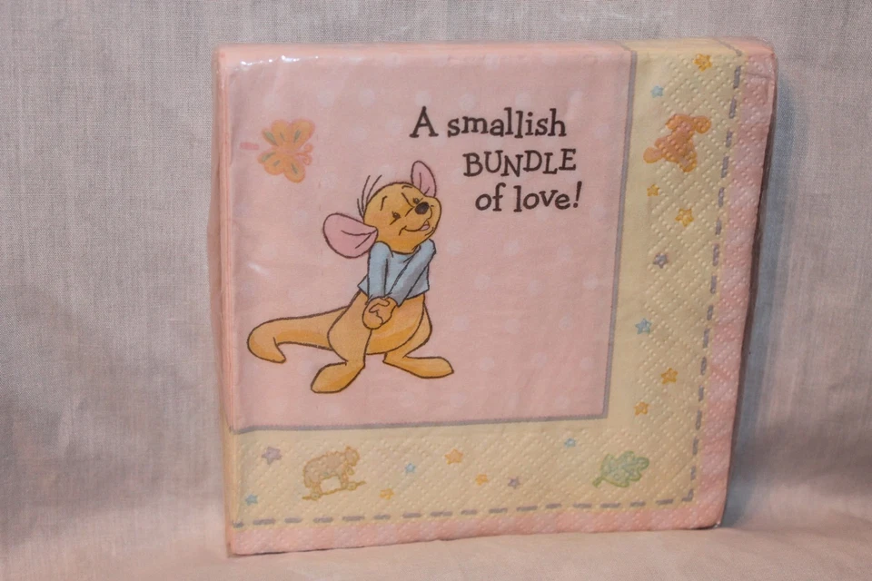 HALLMARK WINNIE THE POOH BABY ROO 16- DESSERT NAPKINS PINK PARTY SUPPLIES