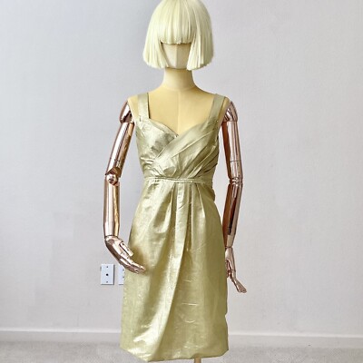 knee length dresses for ladies BURBERRY LONDON Size 8 Gold Viscose Blend Sequined Cocktail Dress main image 0