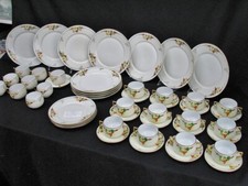 49 Pc Austria Victoria Painted Red Currant 1900s Porcelain China Set for 8 (115)