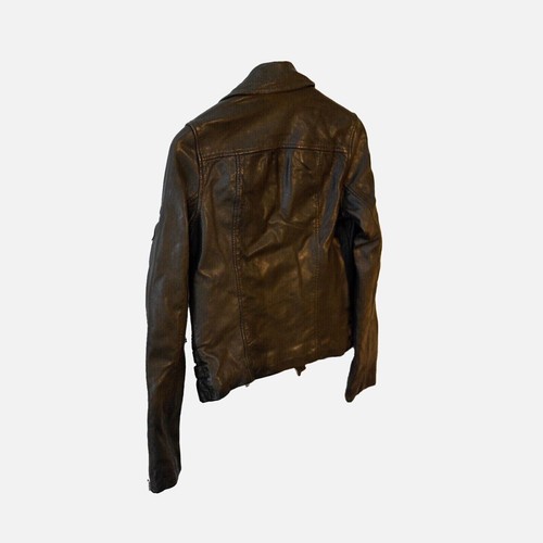 Brand New All Saints Prescott Biker Khaki Green Leather Jacket size UK6 US2 EU34 - Picture 2 of 3