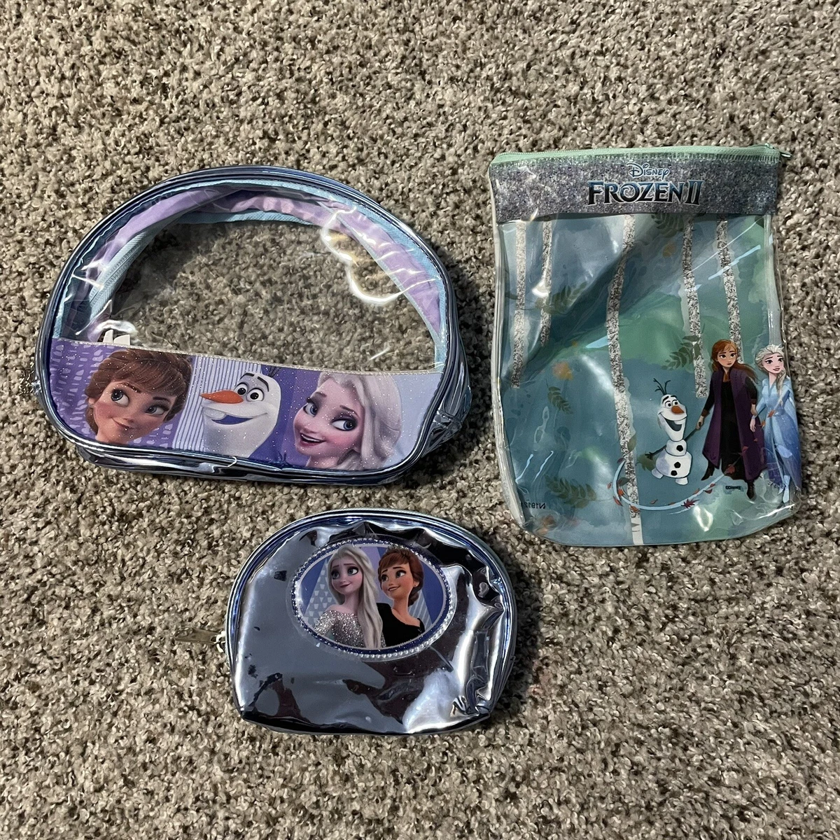 Lot Of 3 Disney Frozen 2 Pencil Bags Makeup Bags Cosmetic Bags