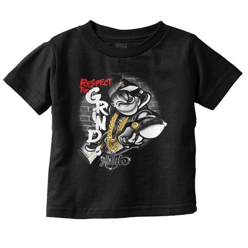 Urban Popeye Hustle Bling Respect the Grind Toddler Boy Girl Youth T Shirt Tee