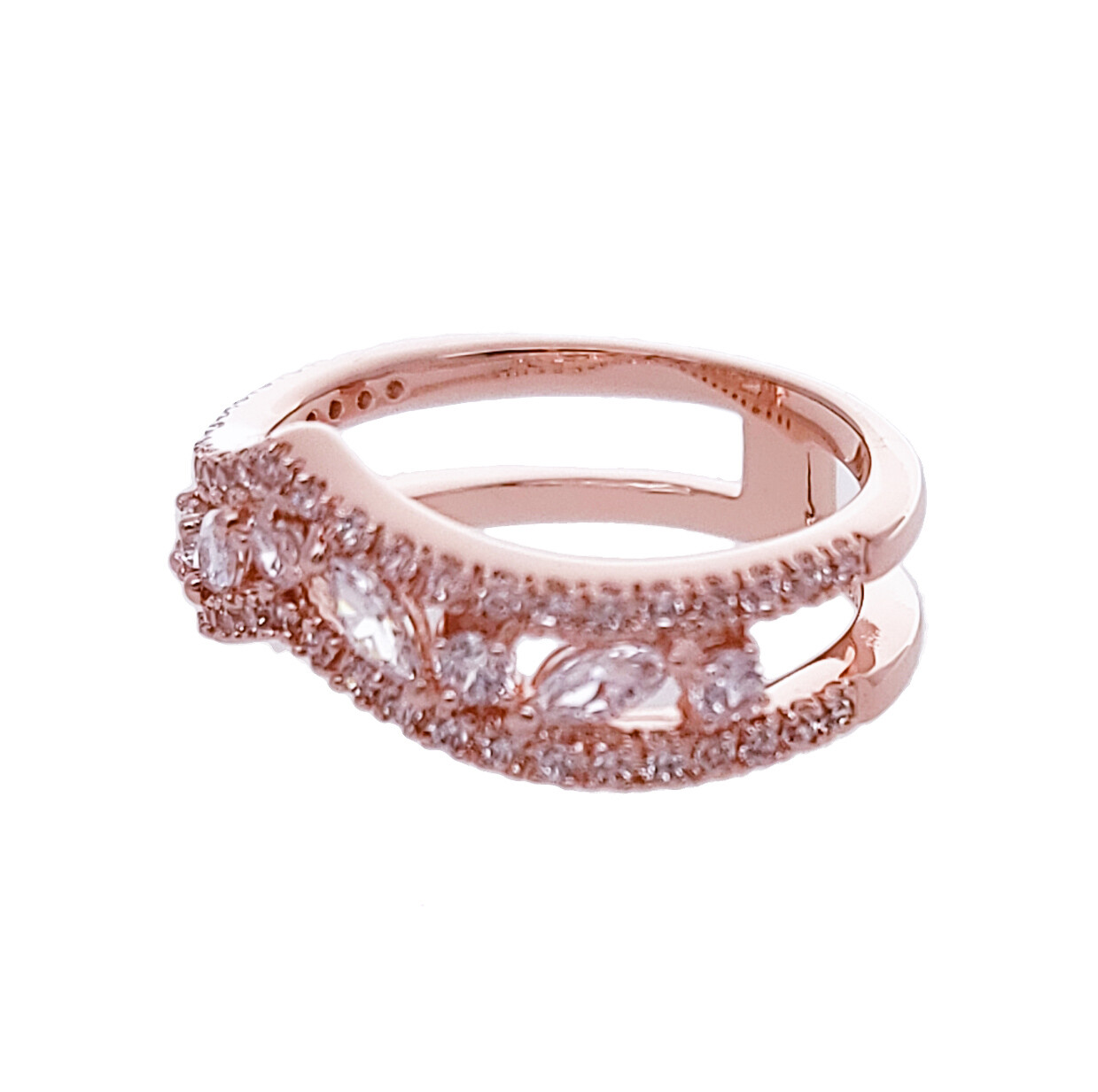 NEW 100% PANDORA Rose Gold Sparkling Marquise Double Wishbone Ring ...