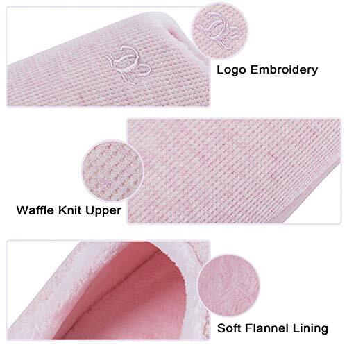 Womens Memory Foam Slippers, Cozy Slip on House Slippers for Women 5-6 Pink - 第 3/7 張圖片