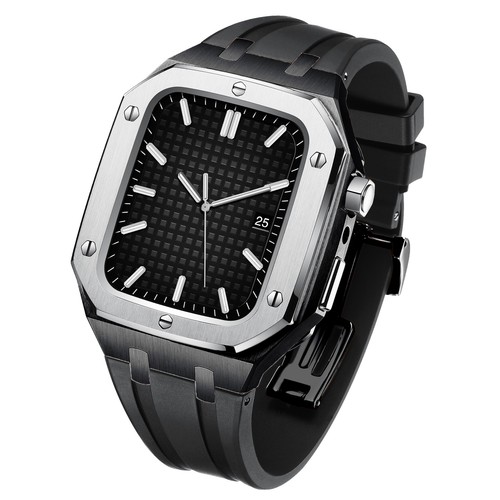 AP Royal Oak Mod Kit For Apple Watch Series 42/44/45mm Steel Case + Rubber Strap - Zdjęcie 18 z 86