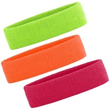 3Pk Sweatband Terry Cloth Moisture Wicking Headband for Men Women Sports Tennis